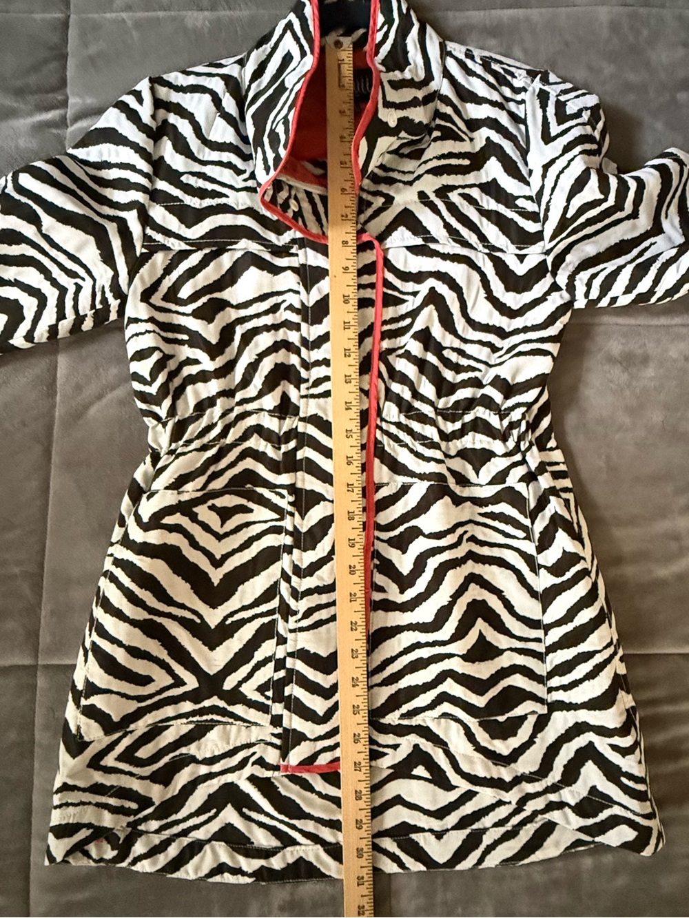 Luii Retro Zebra Print Zip Front Jacket with Coral/Pink Trip Women's Size S - Picture 13 of 15